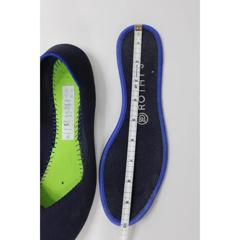 Rothy's The Flat Shoes Womens Size 9 Blue Knit Ballet Flats Washable Casual